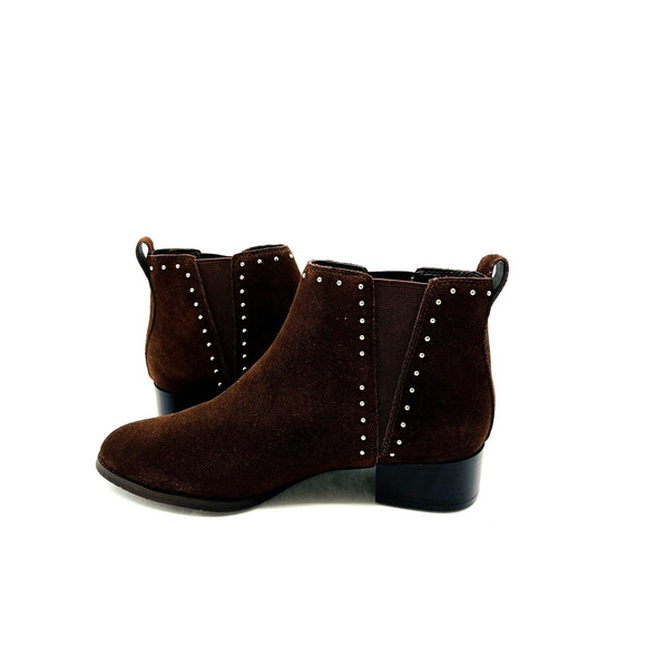 Isaac Mizrahi Studded Suede Ankle Booties- Coffee, US 8.5M *missing stud* - Picture 9 of 11
